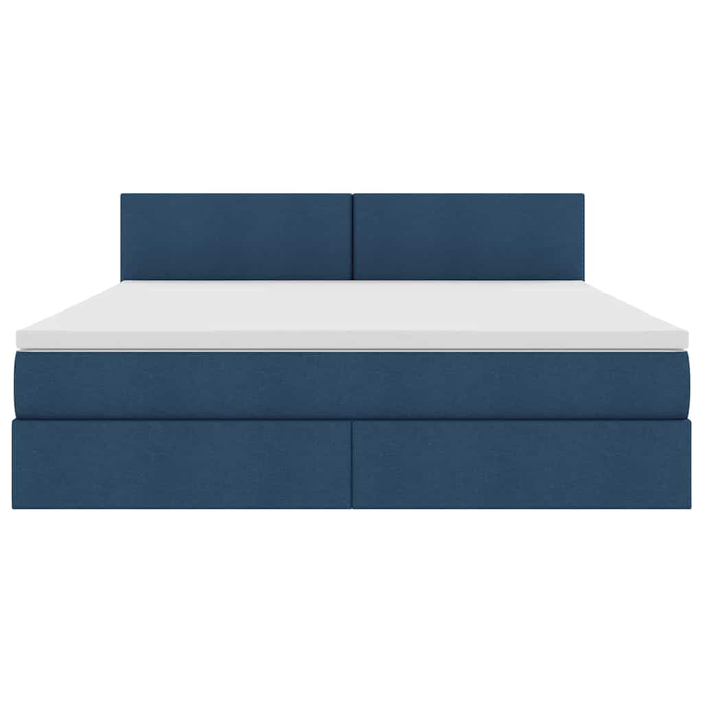 Letto con contenitore e materasso con testiera Blu 160 x 200 cm