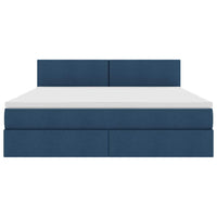 Letto con contenitore e materasso con testiera Blu 160 x 200 cm