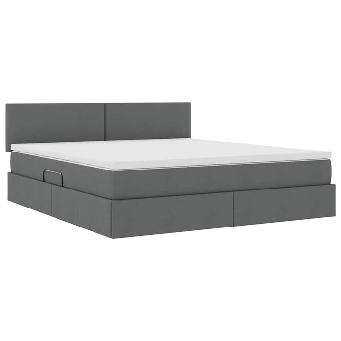 Letto con contenitore e materasso Grigio scuro 180 x 200 cm