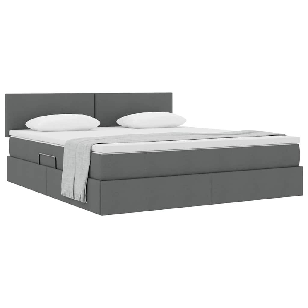 Letto con contenitore e materasso Grigio scuro 180 x 200 cm