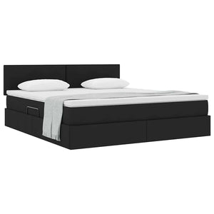 Letto con contenitore e materasso Nero 180 x 200 cm