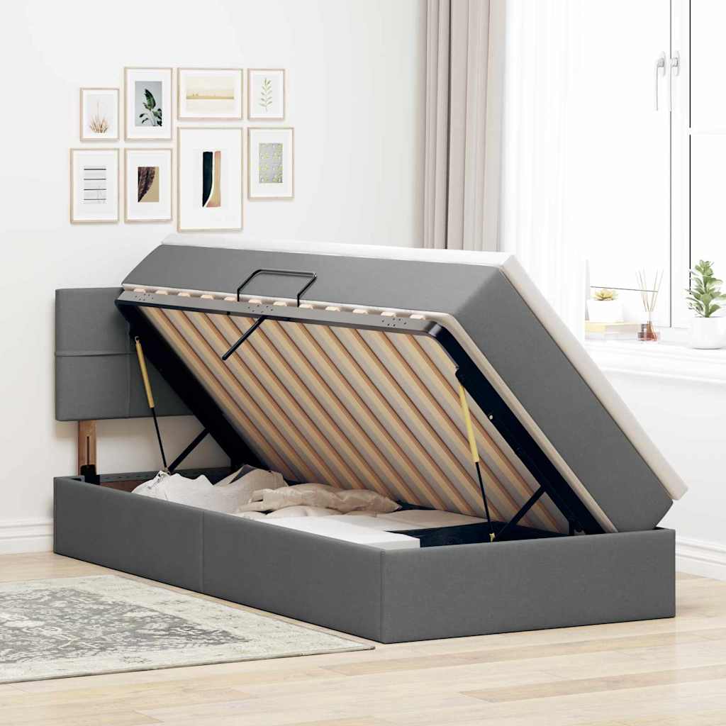 Letto con contenitore e materasso Grigio scuro 90 x 200 cm 3370483