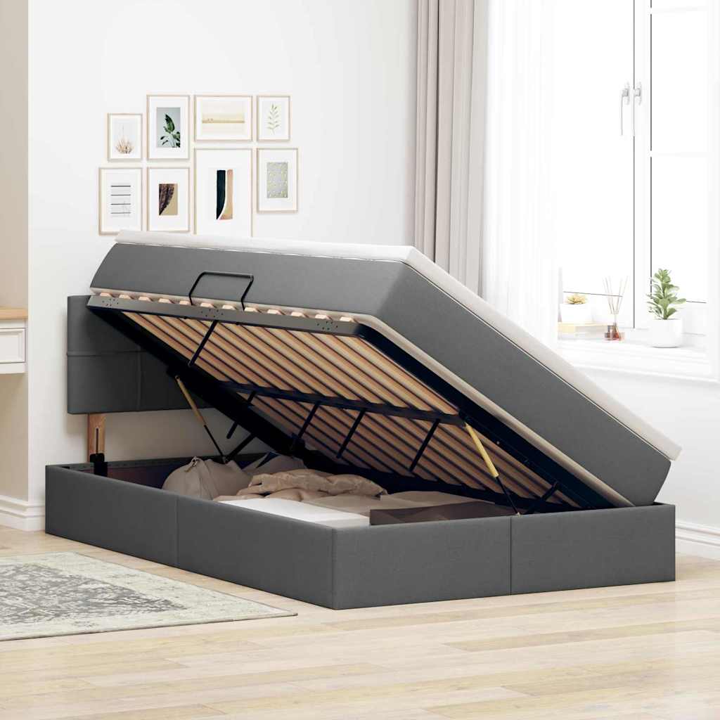 Letto con contenitore e materasso Grigio scuro 120 x 190 cm