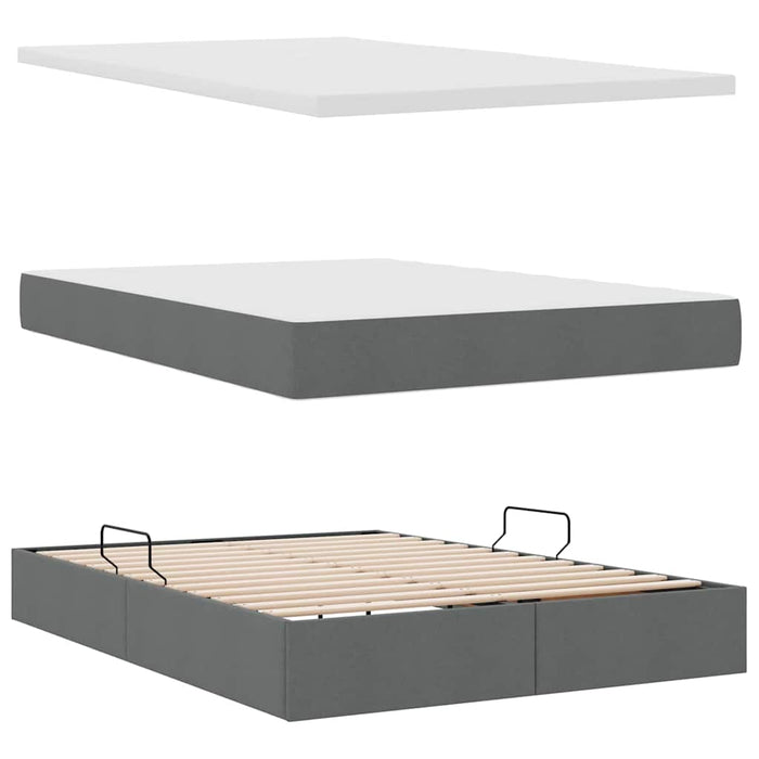 Letto con contenitore e materasso Grigio scuro 140 x 190 cm 3370507