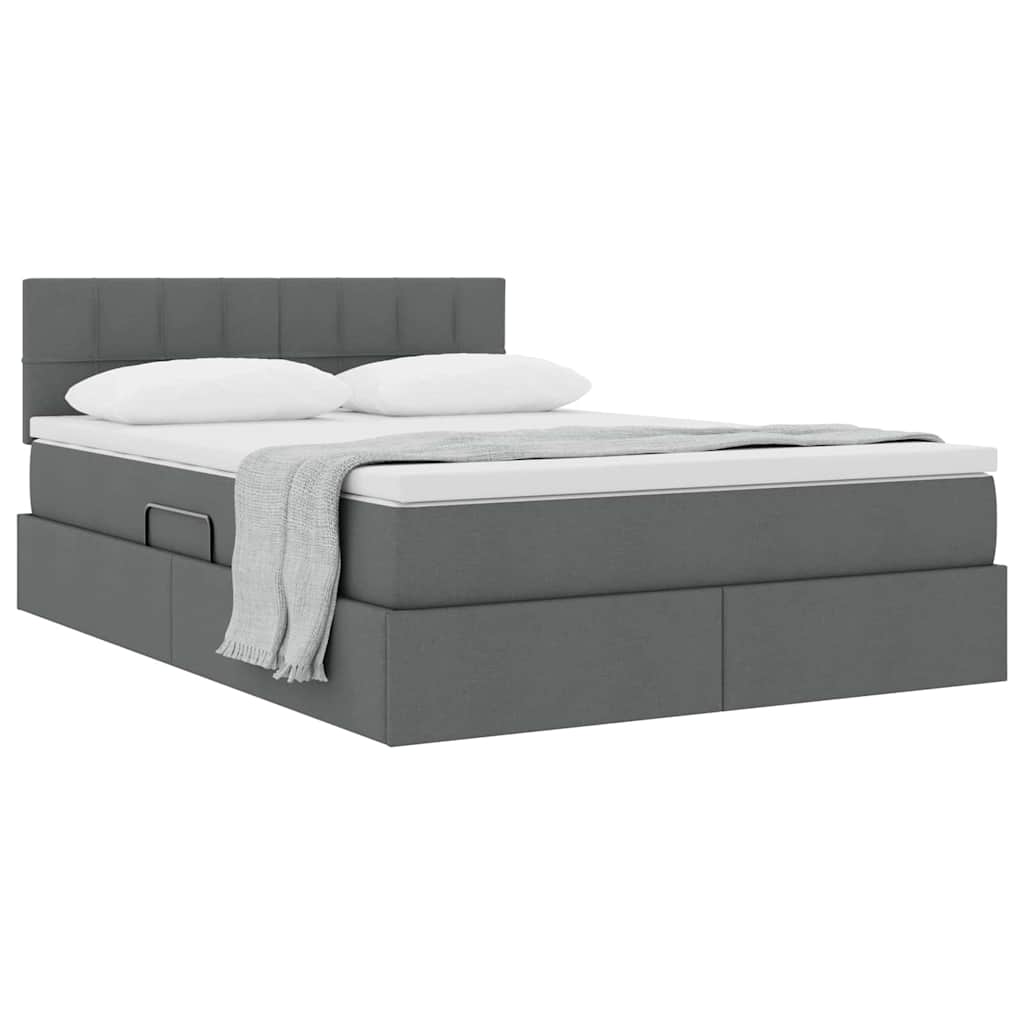 Letto con contenitore e materasso Grigio scuro 140 x 190 cm 3370507