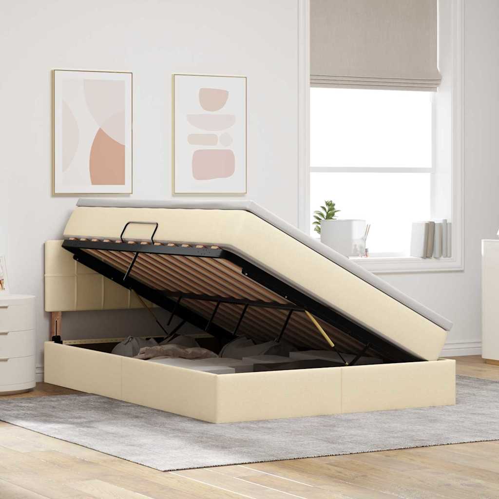 Letto con contenitore e materasso Crema 140 x 190 cm 3370510