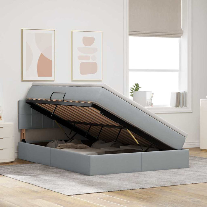 Letto con contenitore e materasso Grigio chiaro 140 x 200 cm