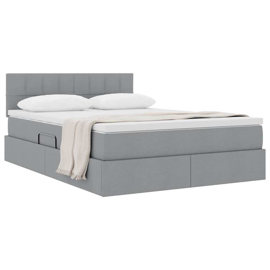 Letto con contenitore e materasso Grigio chiaro 140 x 200 cm