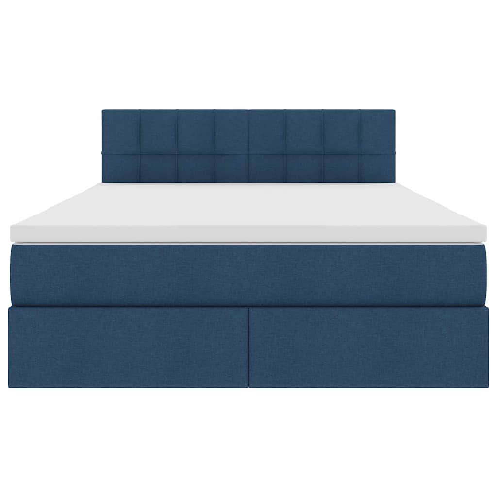 Letto con contenitore e materasso con testiera Blu 120 x 200 cm