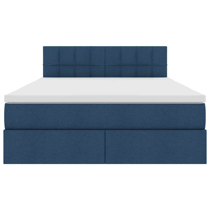 Letto con contenitore e materasso con testiera Blu 120 x 200 cm