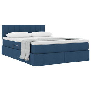 Letto con contenitore e materasso con testiera Blu 120 x 200 cm