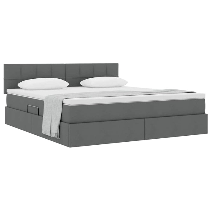 Letto con contenitore e materasso Grigio scuro 160 x 200 cm