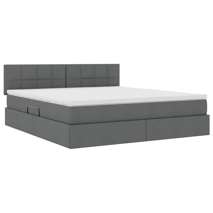 Letto con contenitore e materasso Grigio scuro 180 x 200 cm