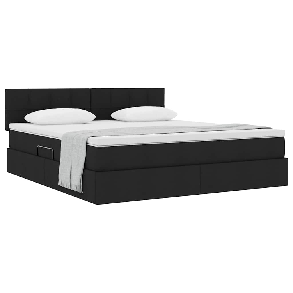 Letto con contenitore e materasso Nero 180 x 200 cm