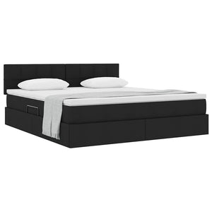 Letto con contenitore e materasso Nero 180 x 200 cm
