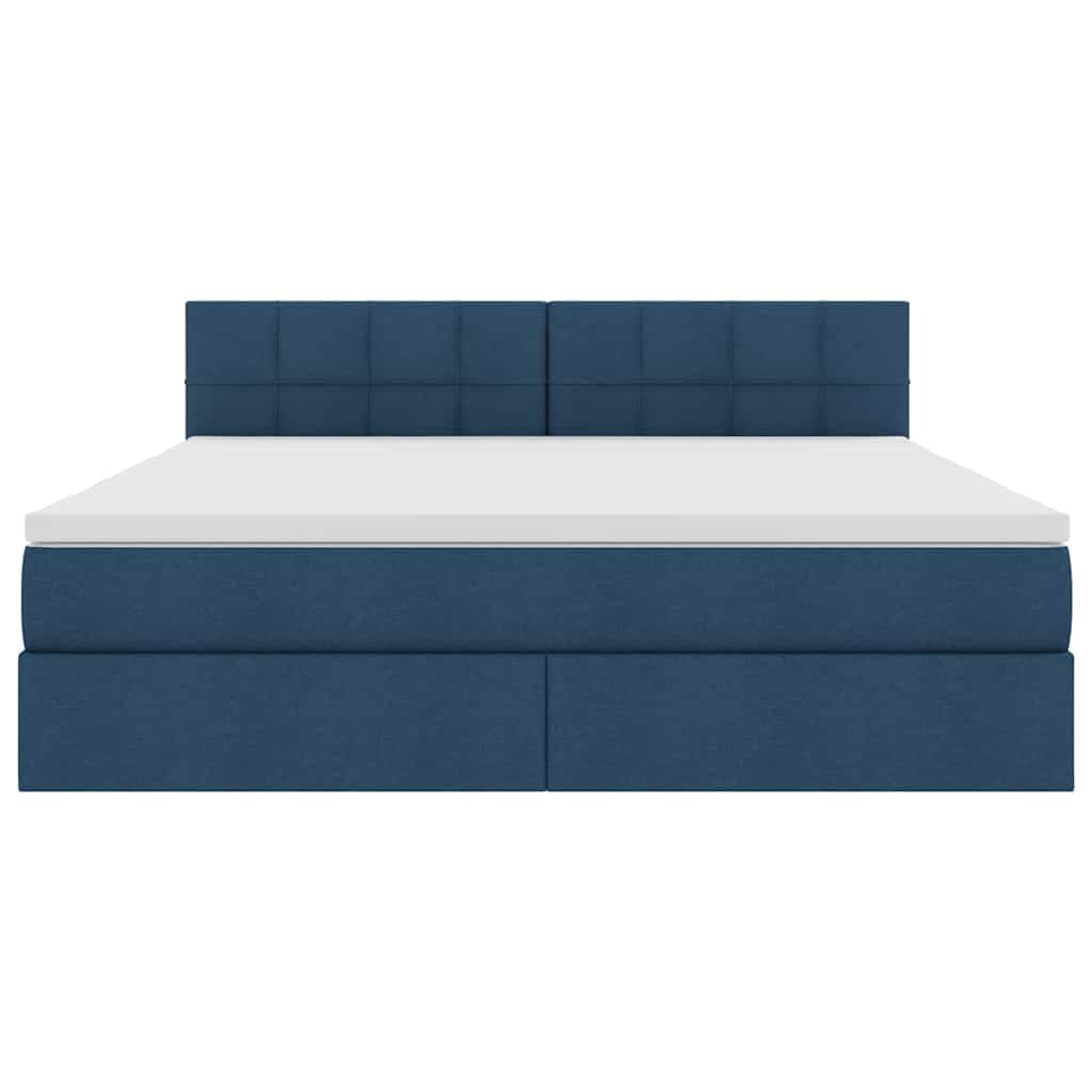 Letto con contenitore e materasso con testiera Blu 180 x 200 cm