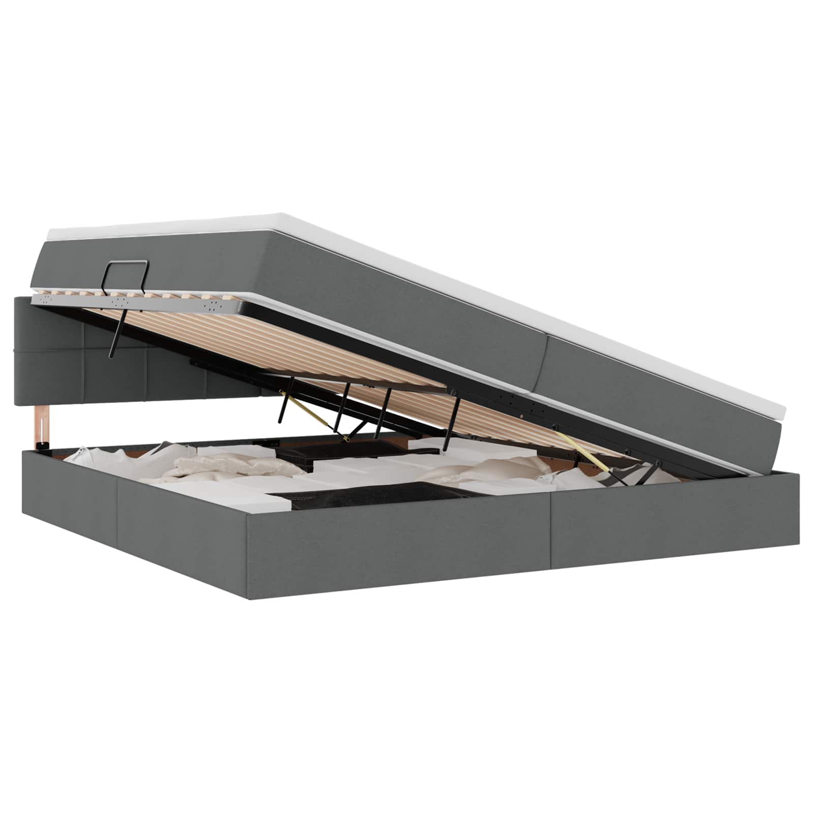 Letto con contenitore e materasso Grigio scuro 200 x 200 cm