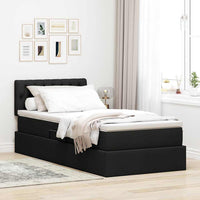 Letto con contenitore e materasso con testiera Nero 90 x 190 cm 3370541