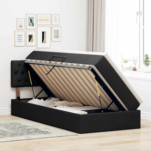 Letto con contenitore e materasso con testiera Nero 90 x 190 cm 3370541