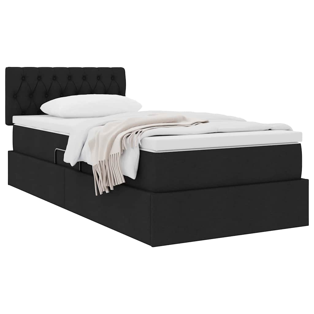 Letto con contenitore e materasso con testiera Nero 90 x 190 cm 3370541
