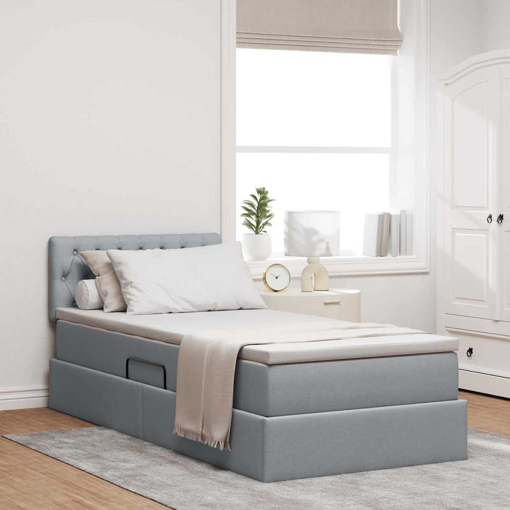Letto con contenitore e materasso Grigio chiaro 90 x 200 cm 3370545
