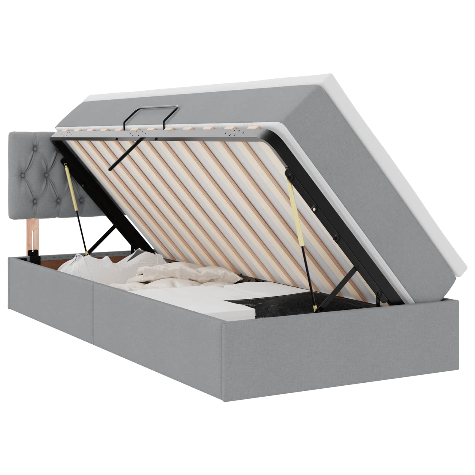 Letto con contenitore e materasso Grigio chiaro 90 x 200 cm 3370545