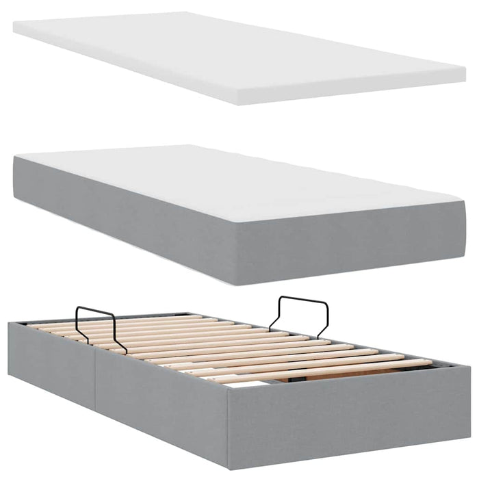 Letto con contenitore e materasso Grigio chiaro 90 x 200 cm 3370545