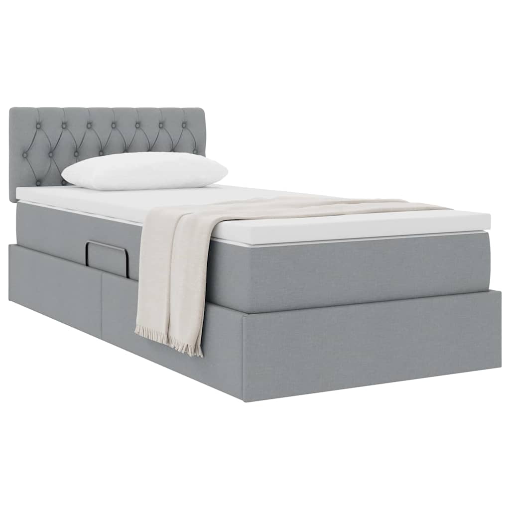 Letto con contenitore e materasso Grigio chiaro 90 x 200 cm 3370545