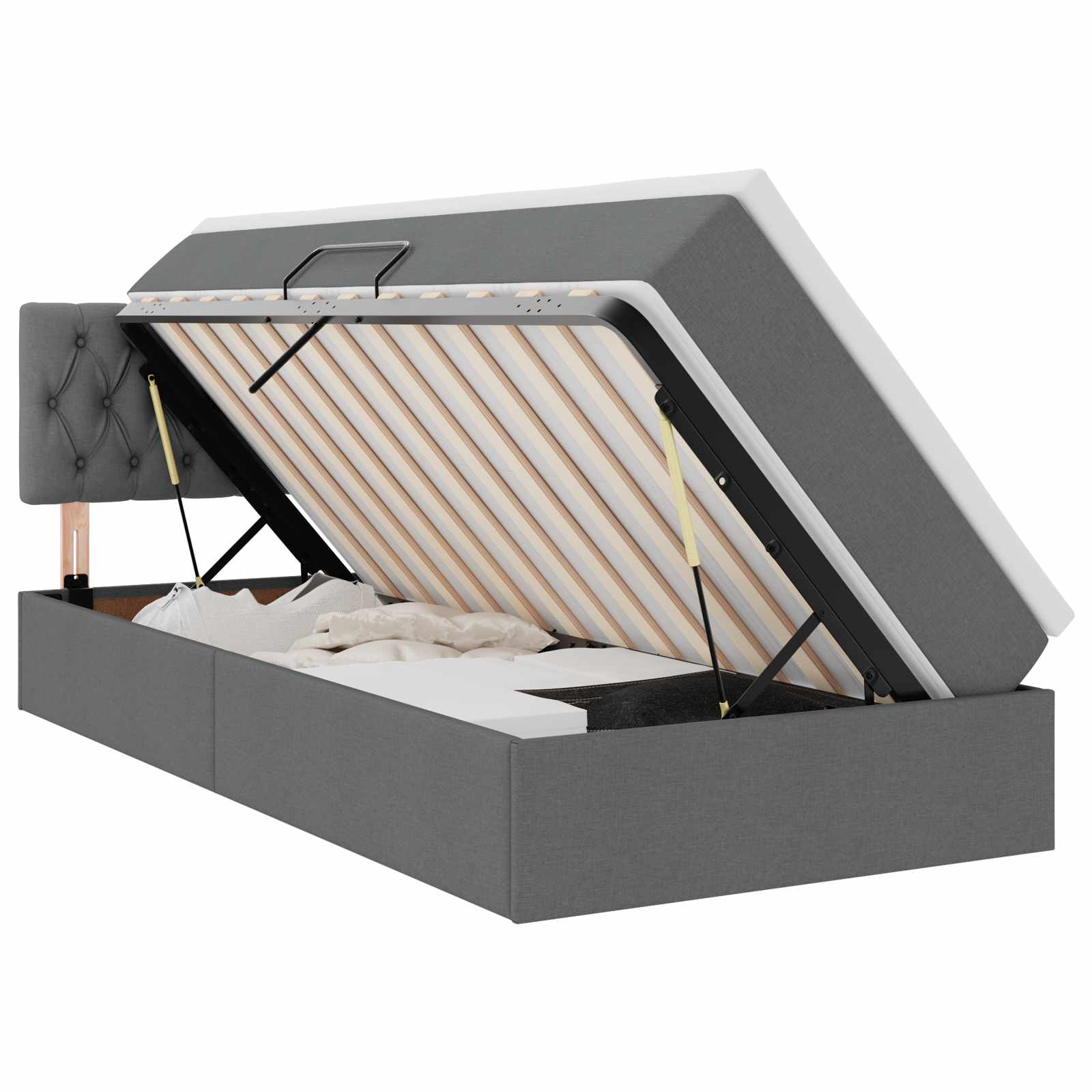 Letto con contenitore e materasso Grigio scuro 90 x 200 cm 3370546