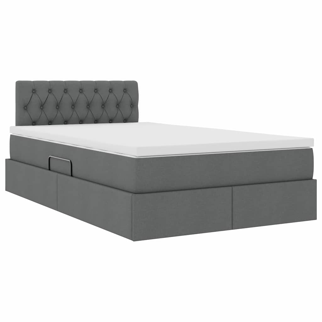 Letto con contenitore e materasso Grigio scuro 120 x 190 cm