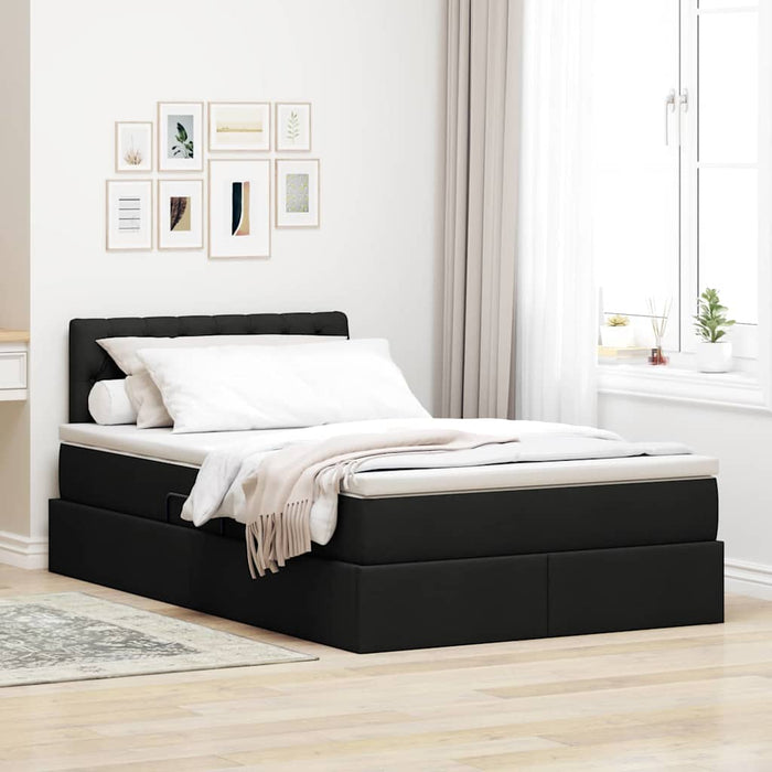 Letto con contenitore e materasso Nero 120 x 190 cm