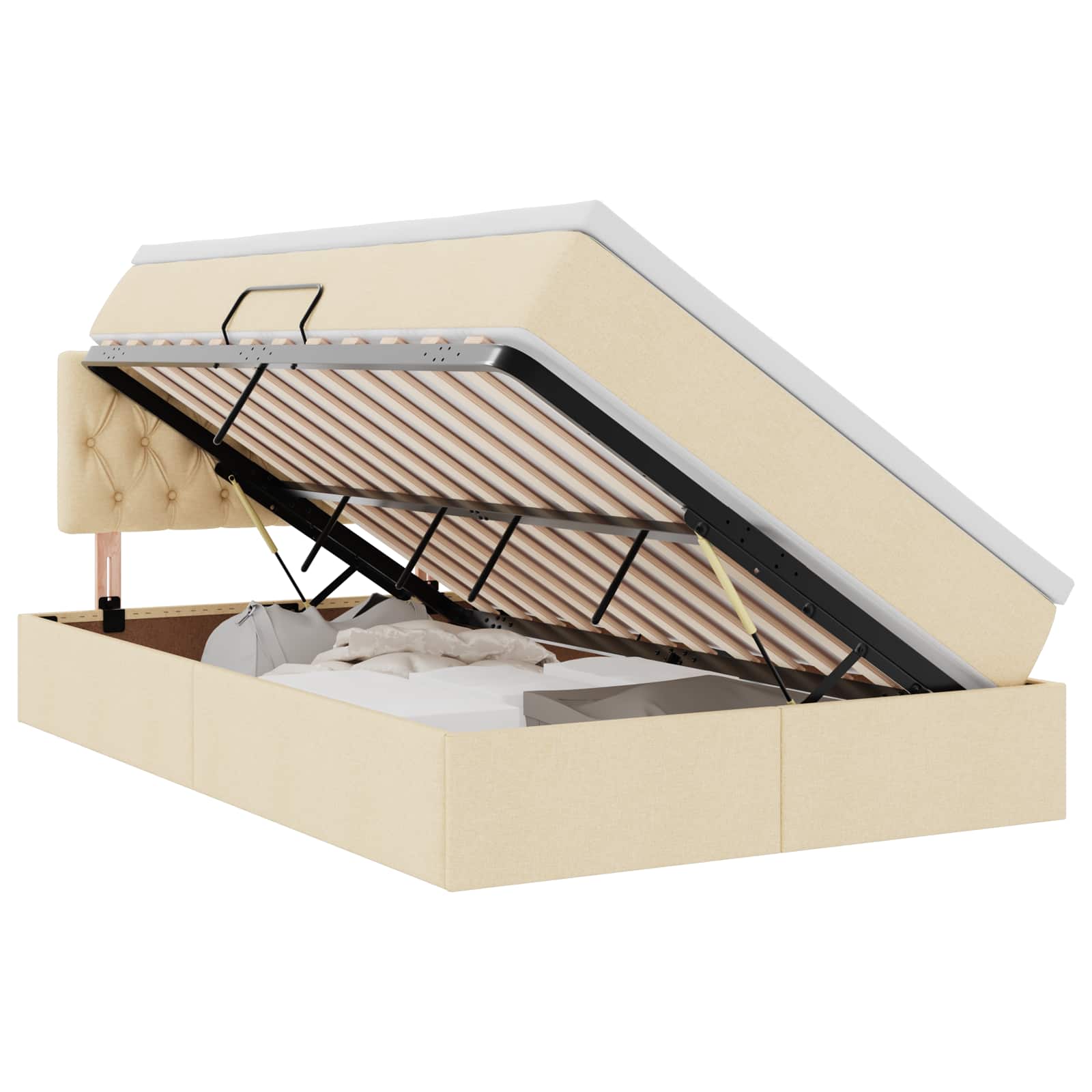 Letto con contenitore e materasso Crema 120 x 200 cm