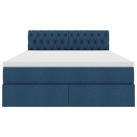 Letto con contenitore e materasso con testiera Blu 140 x 190 cm