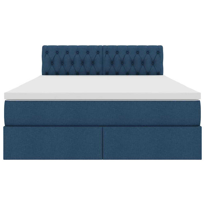 Letto con contenitore e materasso con testiera Blu 140 x 190 cm