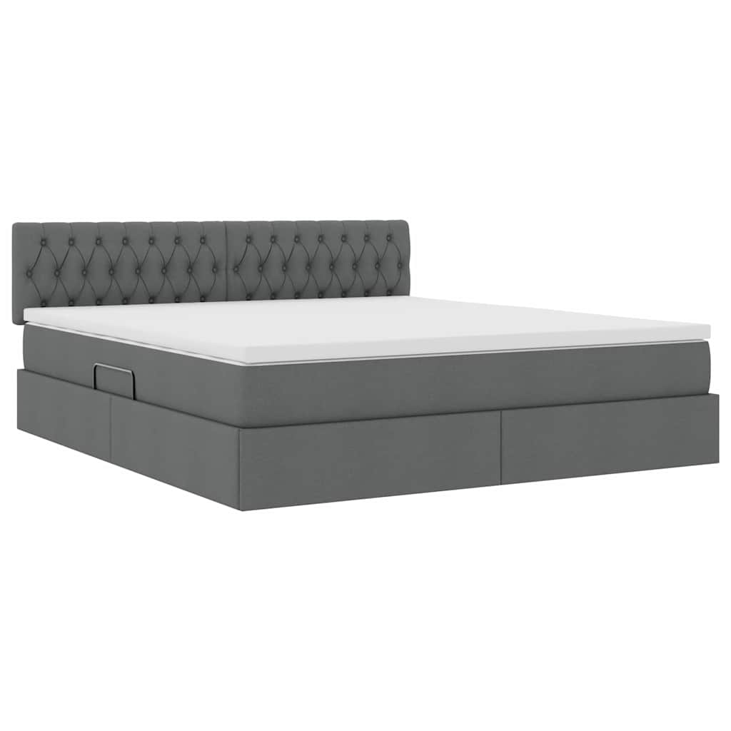 Letto con contenitore e materasso Grigio scuro 160 x 200 cm