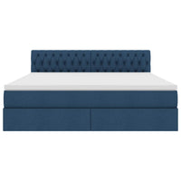 Letto con contenitore e materasso con testiera Blu 160 x 200 cm