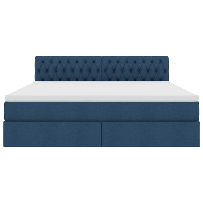 Letto con contenitore e materasso con testiera Blu 160 x 200 cm