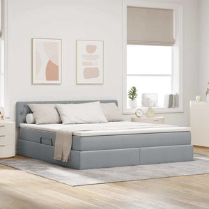Letto con contenitore e materasso Grigio chiaro 180 x 200 cm