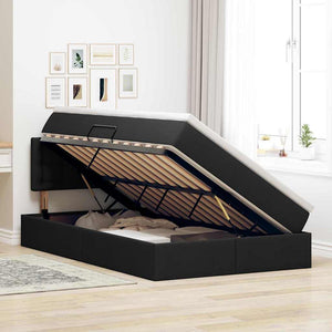 Letto con contenitore e materasso Nero 120 x 190 cm