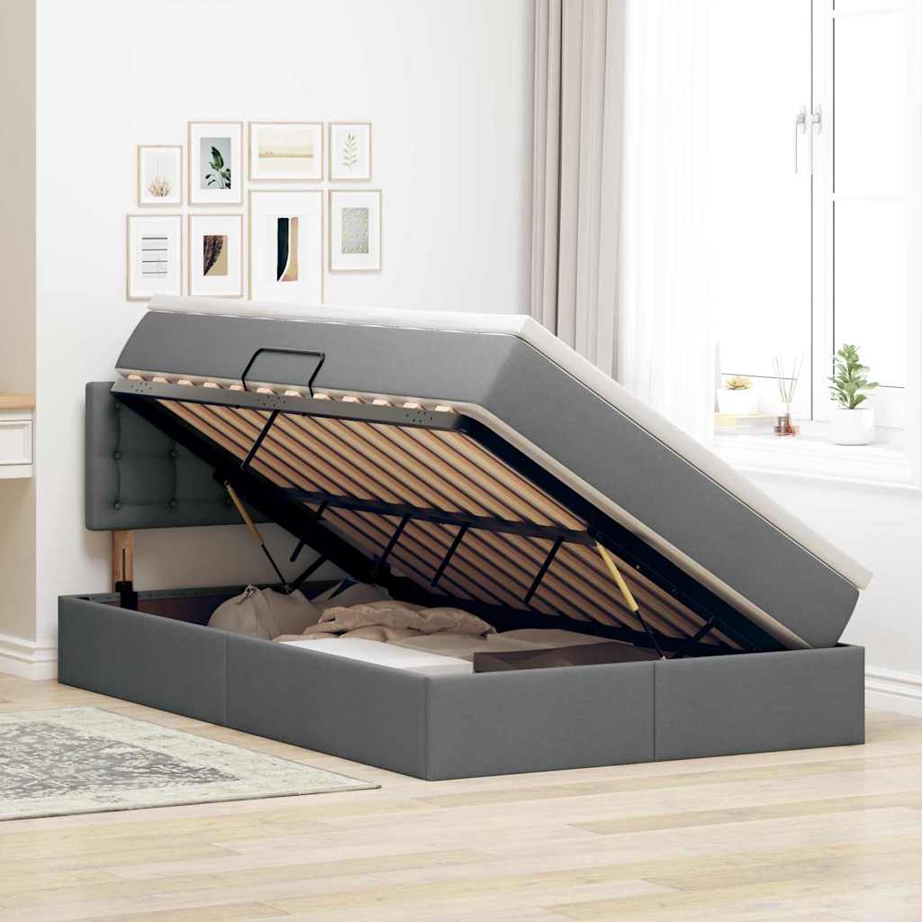 Letto con contenitore e materasso Grigio scuro 120 x 200 cm