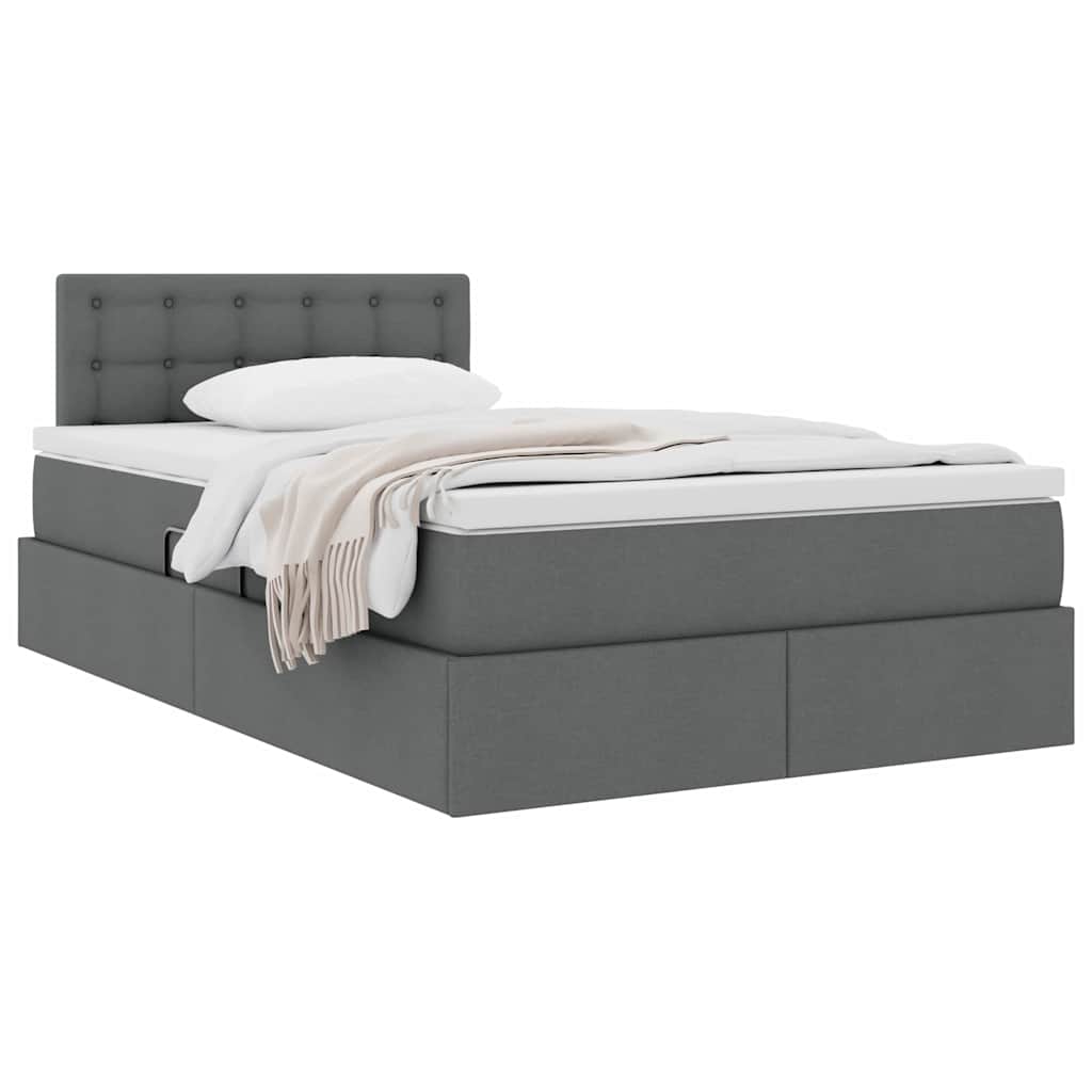 Letto con contenitore e materasso Grigio scuro 120 x 200 cm