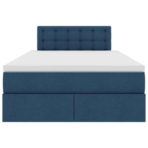 Letto con contenitore e materasso con testiera Blu 120 x 200 cm