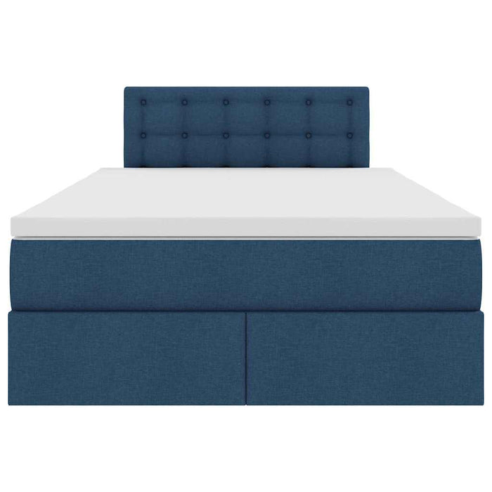 Letto con contenitore e materasso con testiera Blu 120 x 200 cm