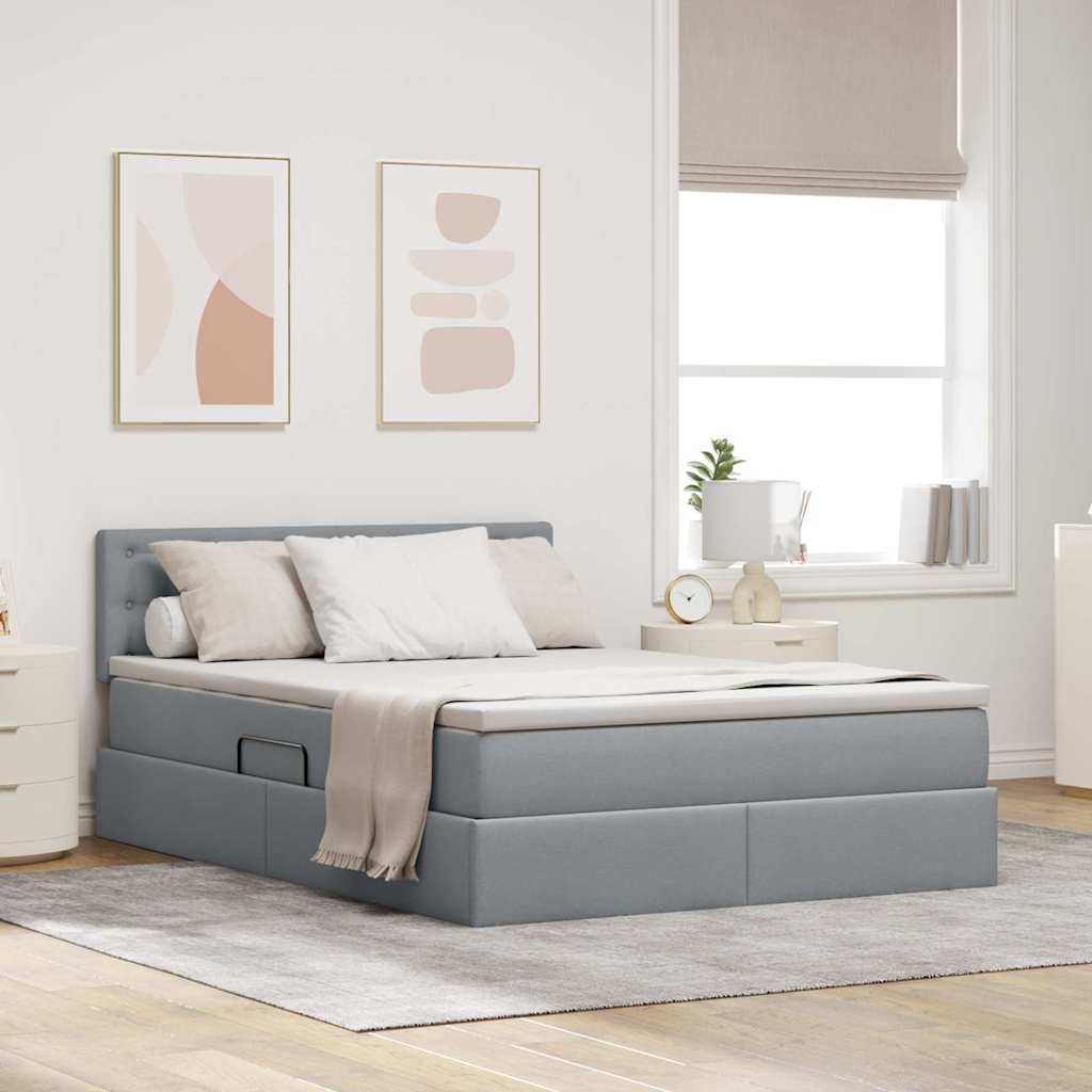 Letto con contenitore e materasso Grigio chiaro 140 x 190 cm 3370632