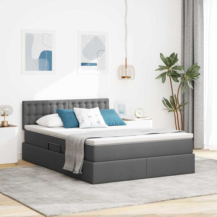 Letto con contenitore e materasso Grigio scuro 140 x 200 cm