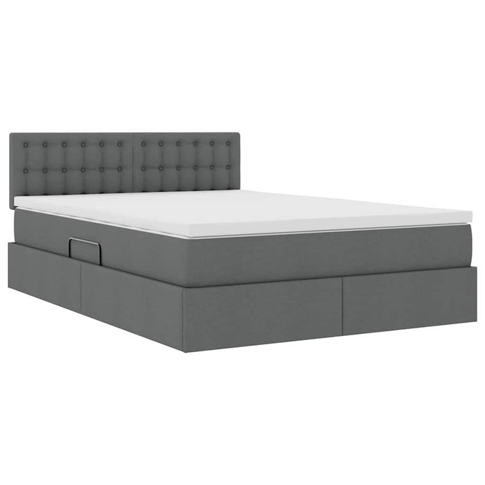 Letto con contenitore e materasso Grigio scuro 140 x 200 cm