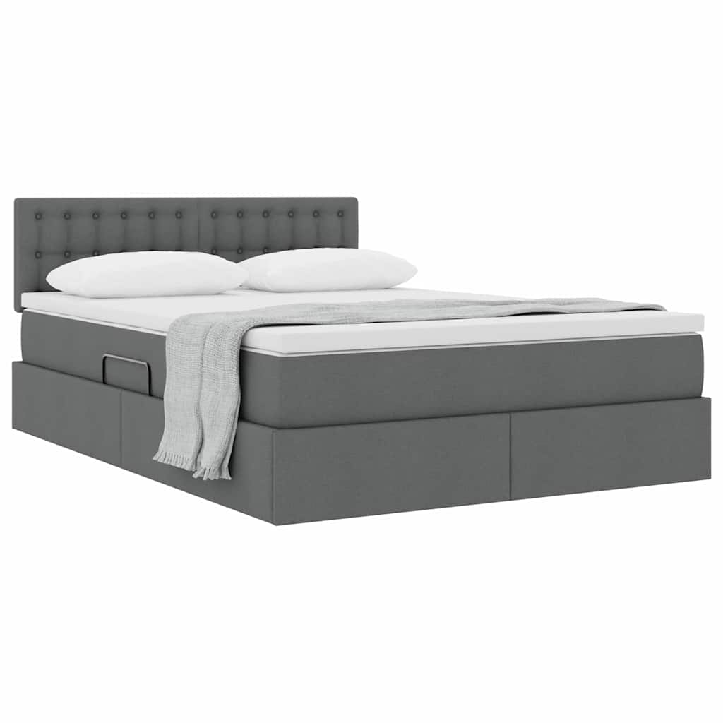 Letto con contenitore e materasso Grigio scuro 140 x 200 cm