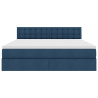 Letto con contenitore e materasso con testiera Blu 160 x 200 cm