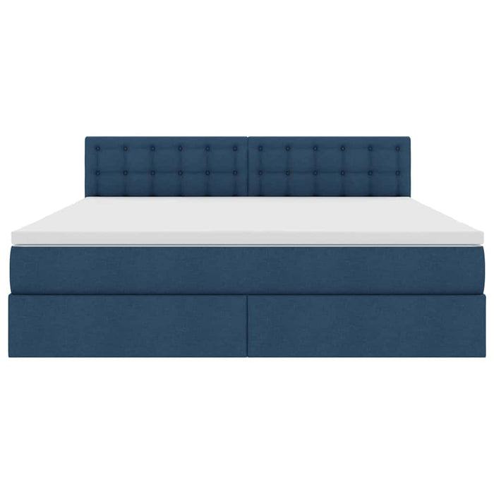 Letto con contenitore e materasso con testiera Blu 160 x 200 cm