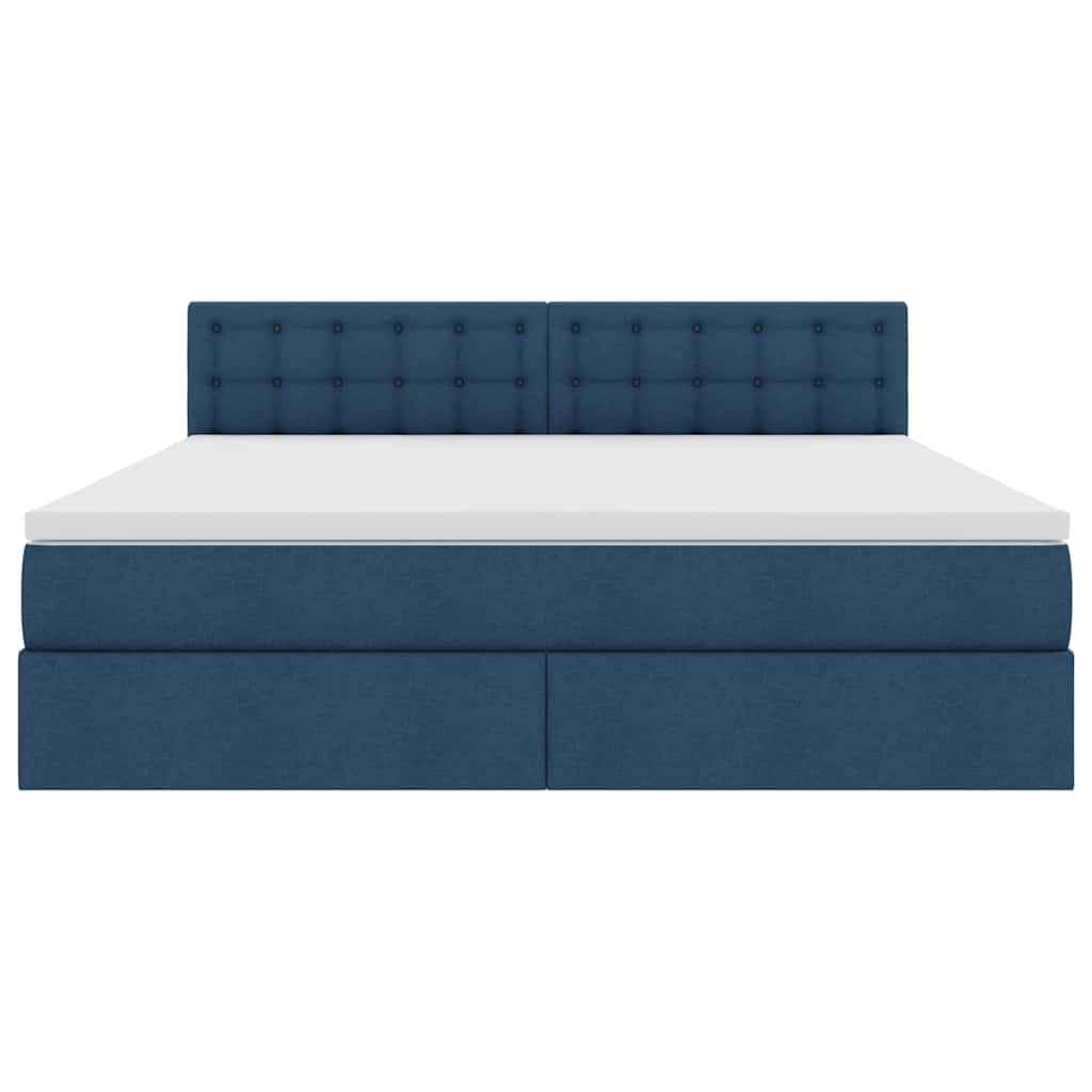 Letto con contenitore e materasso con testiera Blu 180 x 200 cm